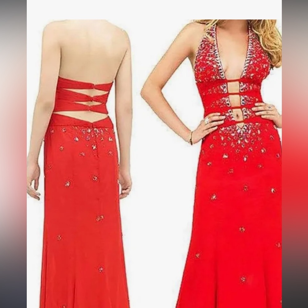 Stunning red LA Femme gown! Show stopper